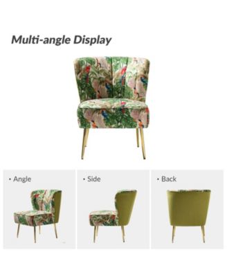 1 piece Tufted Floral Fabric Gold Metal Legs  Accent Chair