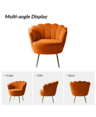 Modern Velvet Barrel Chair with Channel Tufted Back