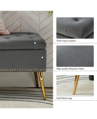 Kajana Transitional Velvet Upholstered Flip Top Storage Bench