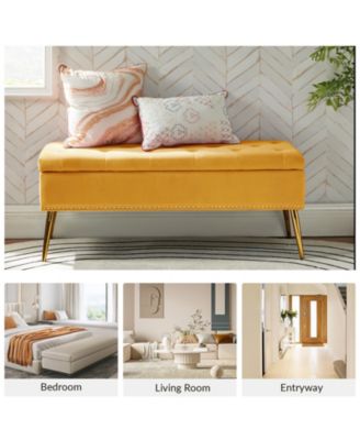 Kajana Transitional Velvet Upholstered Flip Top Storage Bench