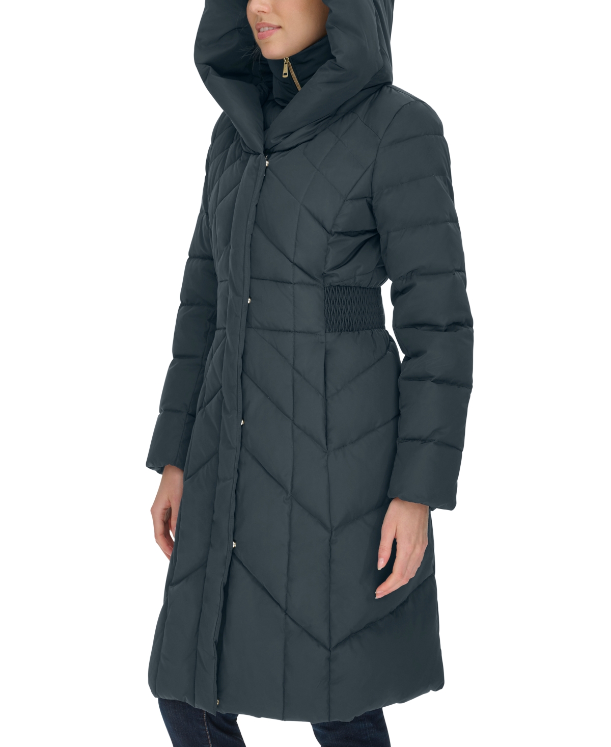 Cole Haan Hooded Taffeta Down In Blue