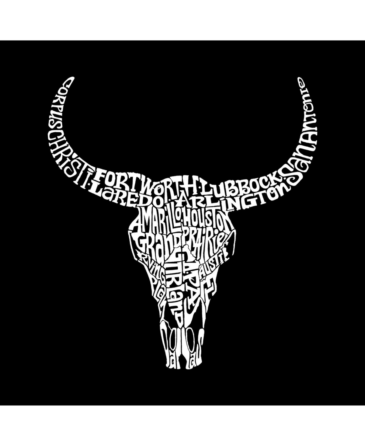 La Pop Art Girls Word Art Long Sleeve - Texas Skull