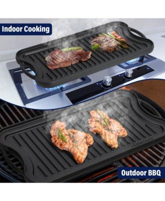 Preseasoned Cast Iron Reversible Griddle Plate Pan - 20"
