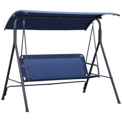 3-Person Porch Swing with Adjustable Tilt Canopy, Dark