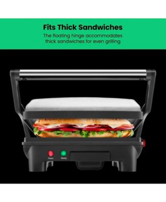 Electric Panini Press & Grill w/ Non Stick Plates, Opens Flat