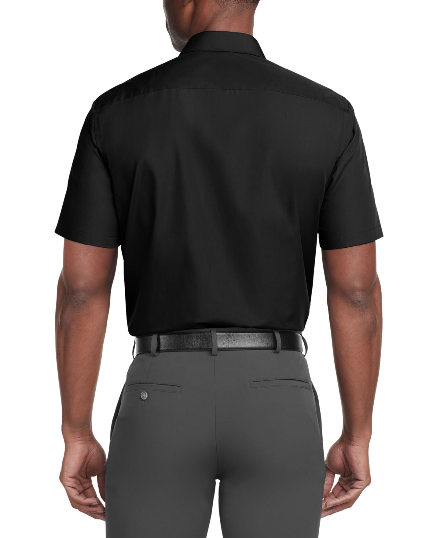 Мужская рубашка Van Heusen Regular Fit Poplin Short Sleeve Dress Shirt, цвет: Чёрный — фото 2