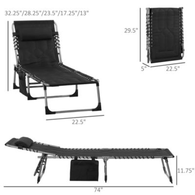 Outdoor Padded Folding Chaise Lounge Chair with Reclining,