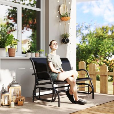 2-Person Outdoor Glider Bench Patio Double Swing Rocking Chair Loveseat with Power Coated Steel Frame for Backyard Garden Porch