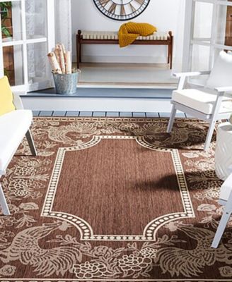 Courtyard CY3305 Chocolate and Natural 5'3" x 7'7" Sisal Weave Outdoor Area Rug