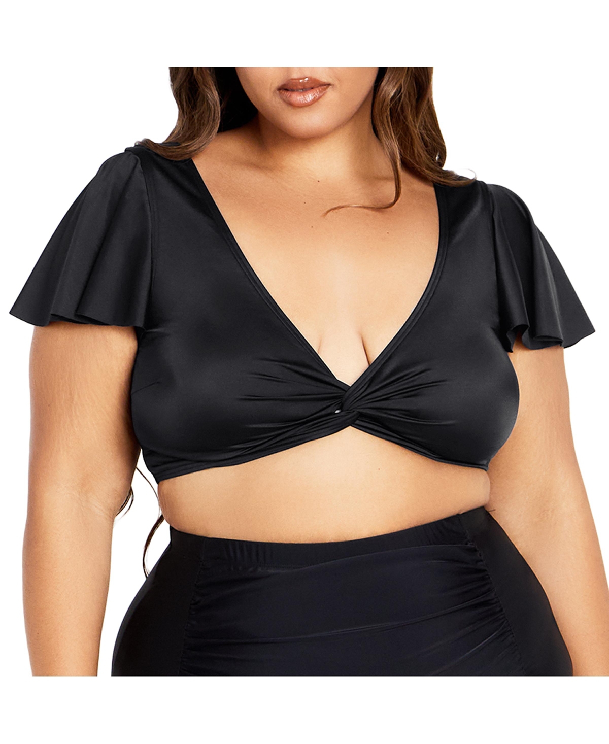 Plus Size Ingrid Cap Sleeve Top - Black