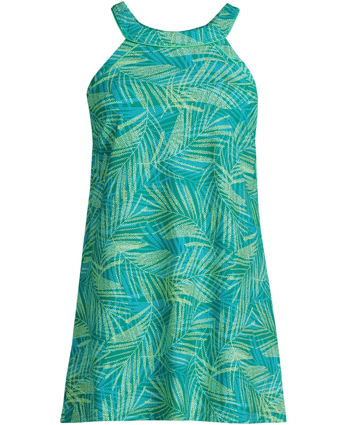 Lands' End Plus Size Chlorine Resistant High Neck Swim Dress One Piece Swimsuit