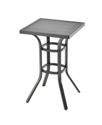 24 Inch Patio Bar Height Table with Aluminum Tabletop and Adjustable Foot Pads