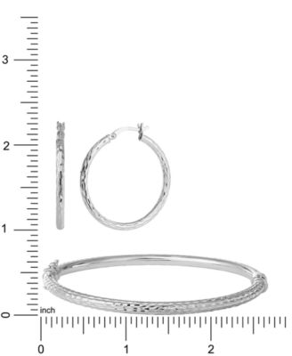 2-Pc. Set Textured Medium Hoop Earrings & Matching Bangle Bracelet in Sterling Silver, Created for Macy's