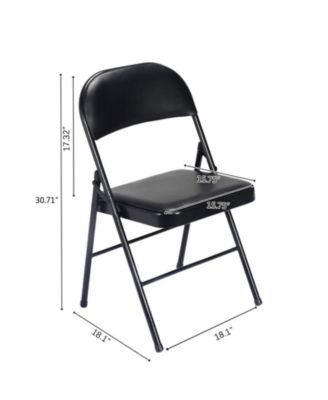 Outdoor/Indoor Black Vinyl Padded Folding Dining Chair (Set of 4)