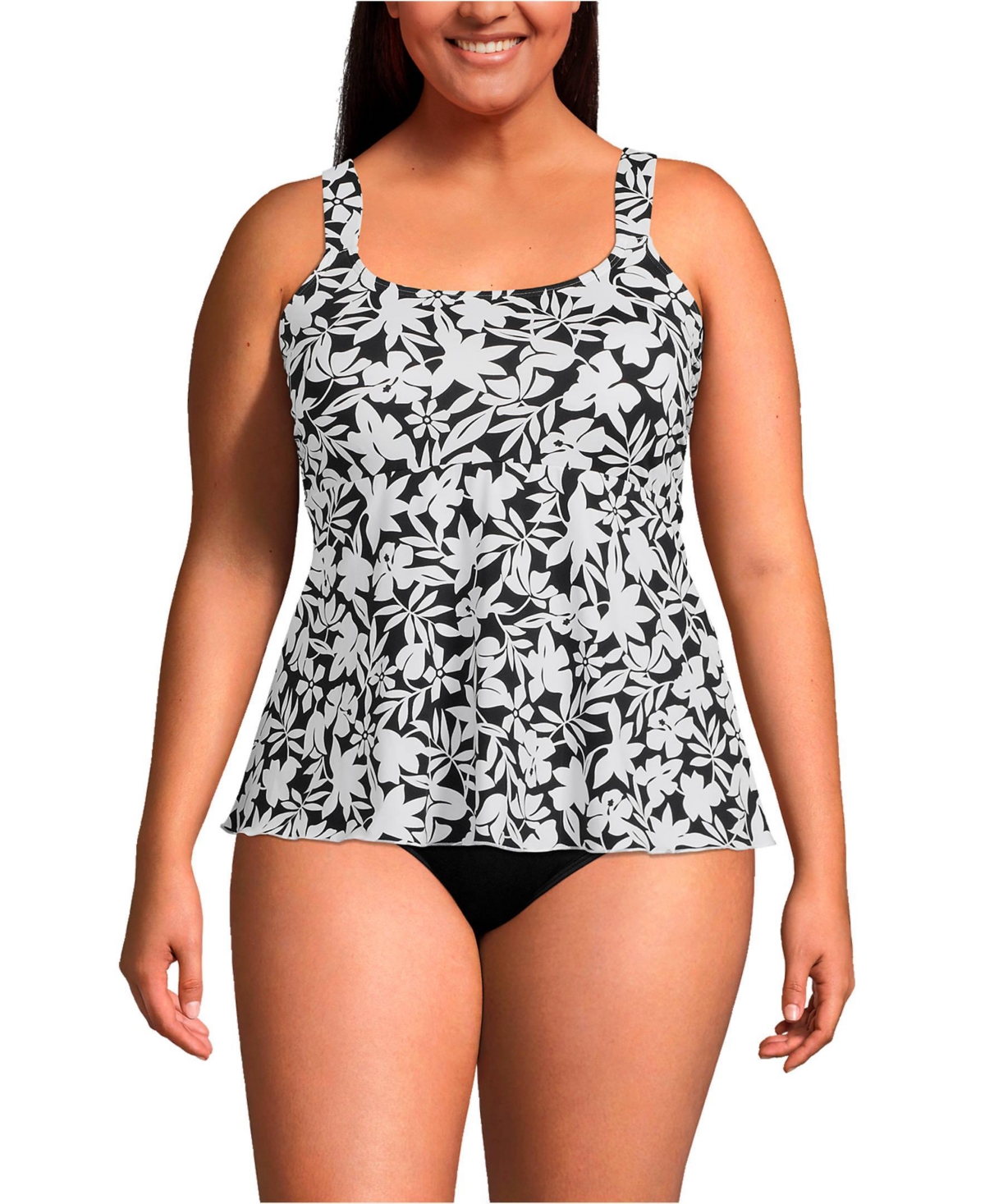 Lands' End Plus Size Ddd-Cup Flutter Scoop Neck Tankini Top