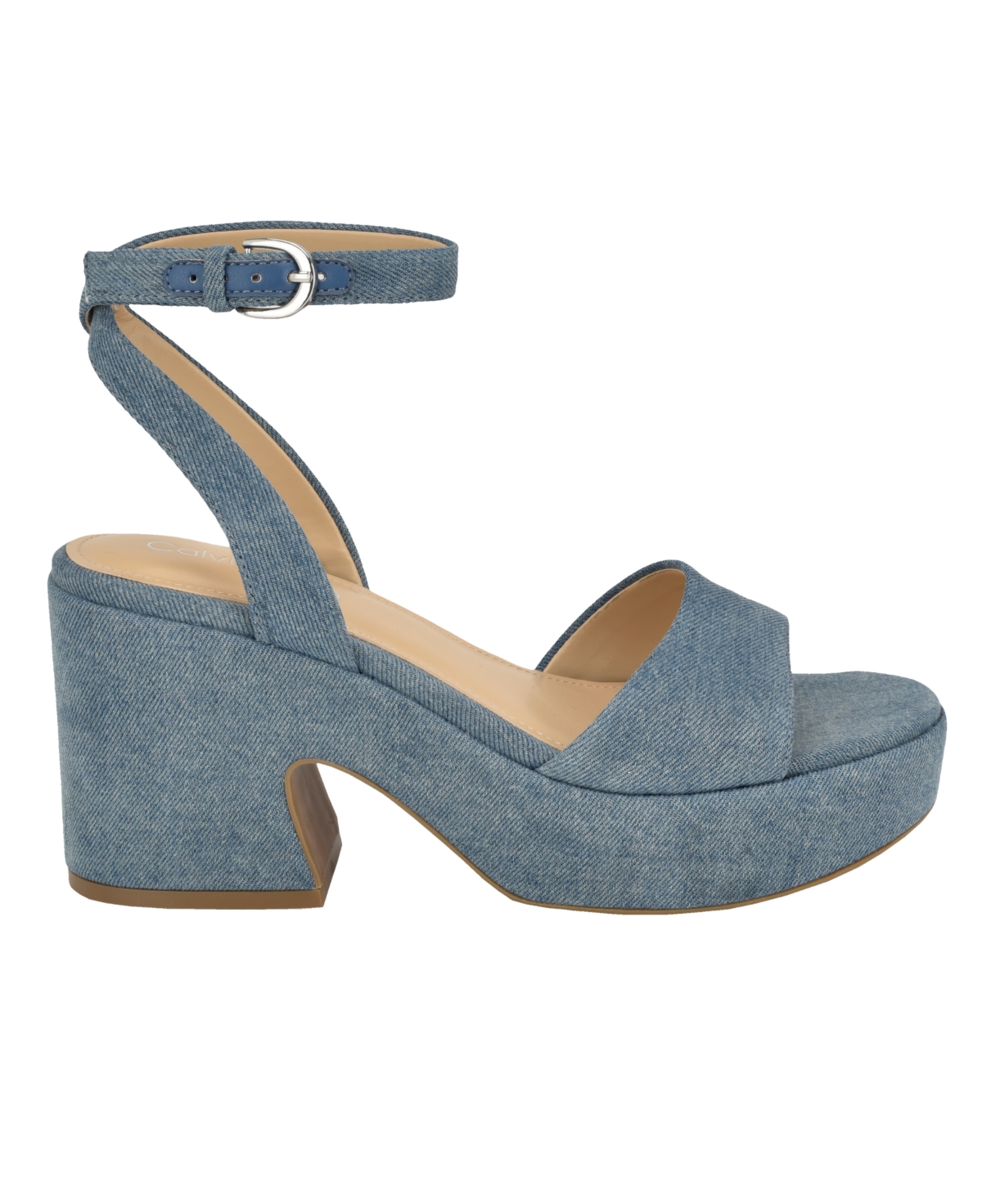 Calvin Klein Women's Summer Wedge Sandals - Blue Denim - Textile, Manmade with Texti