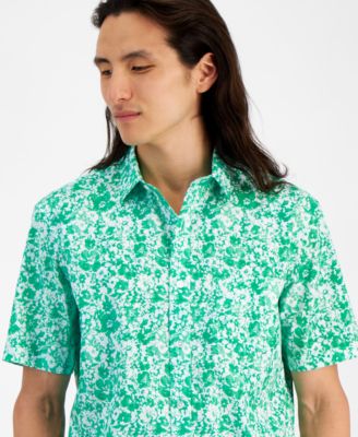 Club Room - Men's Iris Regular-Fit Stretch Floral Button-Down Poplin Shirt