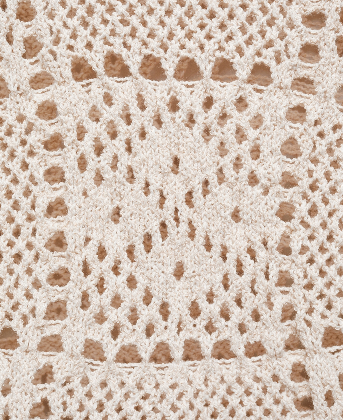 Shop Mango Women's Openwork Details Crochet Sweater In Sand Pastel
