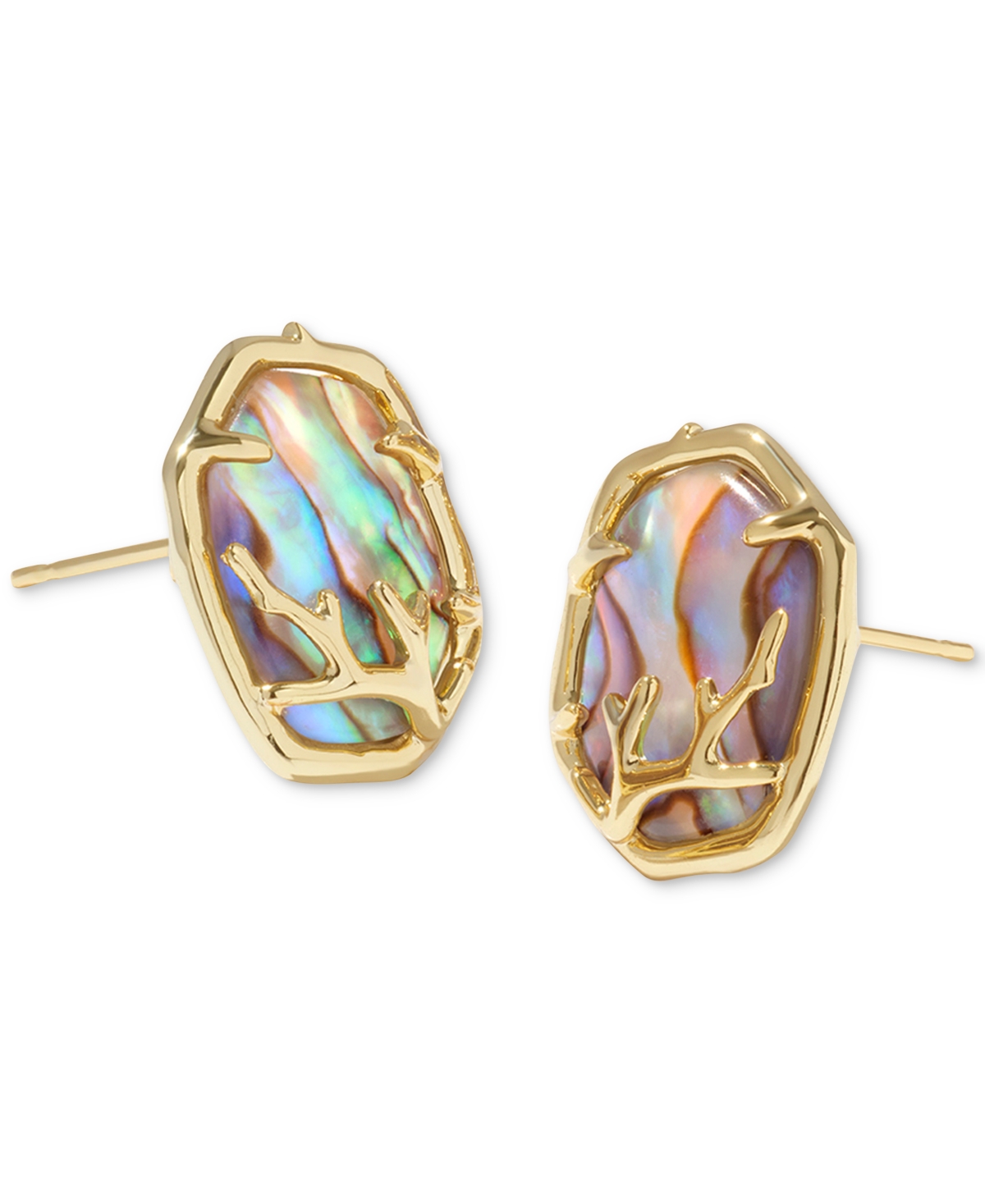 Kendra Scott 14k Gold-plated Framed Stone Stud Earrings In Gold Abalo