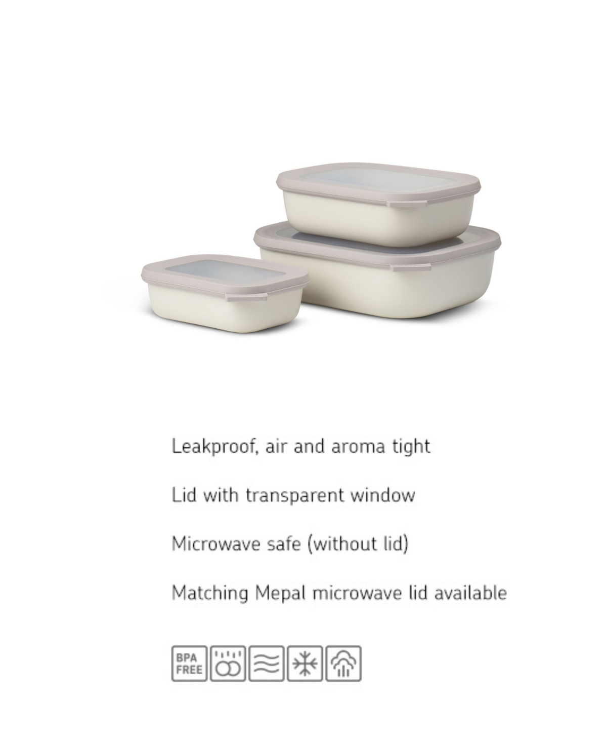 Mepal Cirqula 3pc. Rectangular Shallow Multi Bowl Set In White