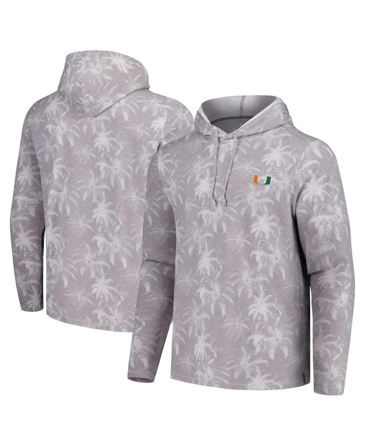 Shop Tommy Bahama Men's Gray Miami Hurricanes Palm Frenzy Hoodie Long Sleeve T-shirt