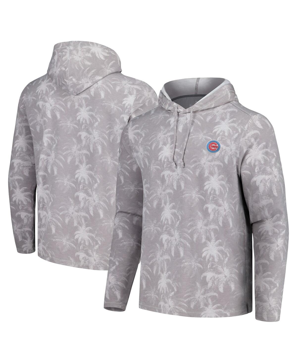 Shop Tommy Bahama Men's Gray Chicago Cubs Palm Frenzy Hoodie Long Sleeve T-shirt
