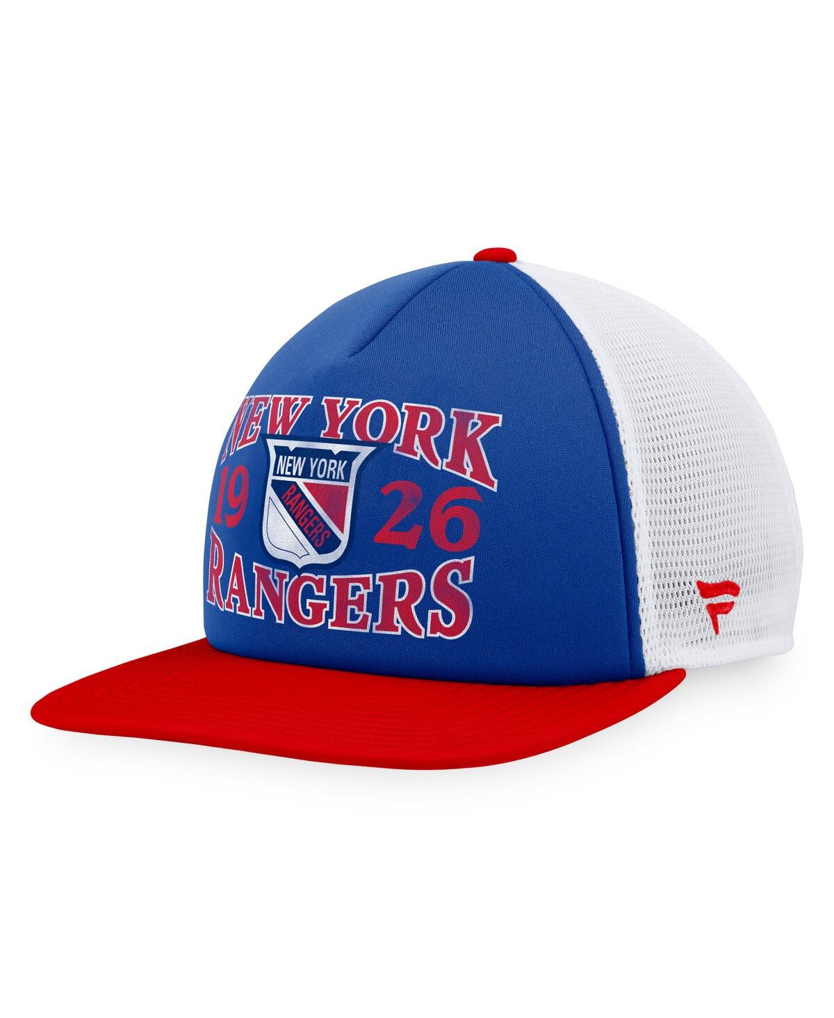 Branded Men's Blue/Red New York Rangers Heritage Vintage-Like Foam Front Trucker Snapback Hat - Dry/ar/wh