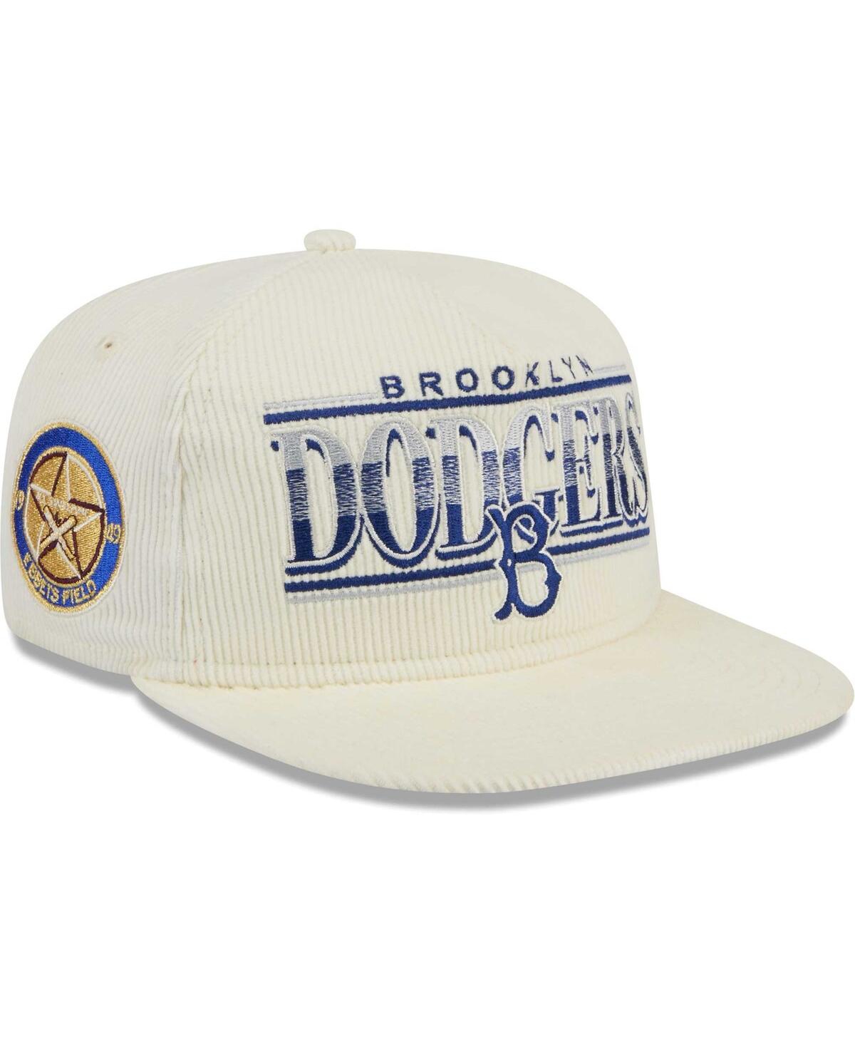 Men's Cream Brooklyn Dodgers Throwback Bar Golfer Corduroy Snapback Hat - Cream