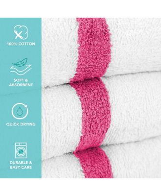 Power Gym Hand Towels (12 Pack),  16x27, White with Colored Stripe, 100% Ring-Spun Cotton