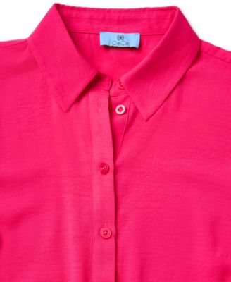 Women's Short-Sleeve Belted Midi Shirtdress