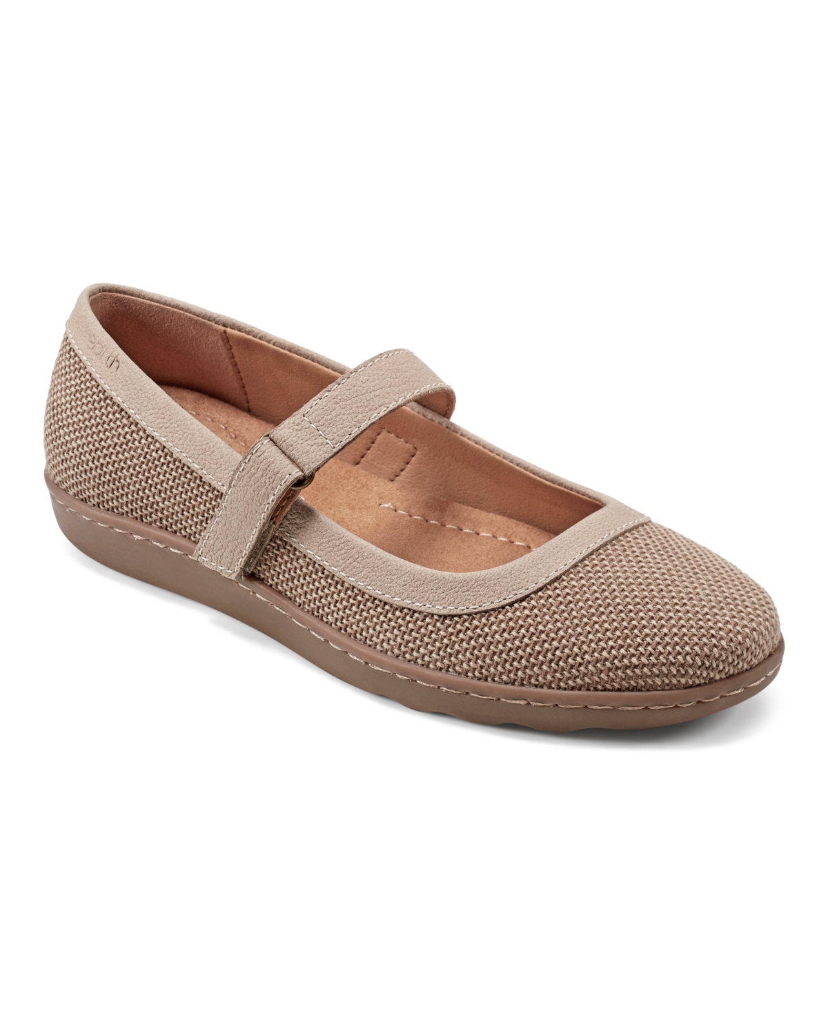 Earth Women's Lorali Round Toe Adjustable Strap Casual Flats In Medium Natural
