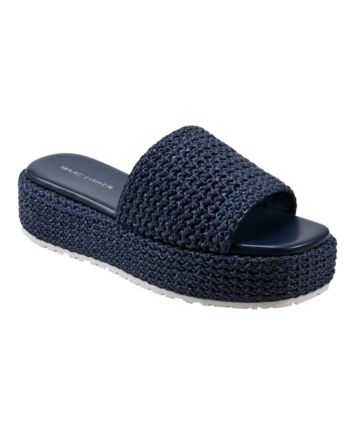 Marc Fisher Women's Pais Slip-on Square Toe Casual Sandals In Dark Blue