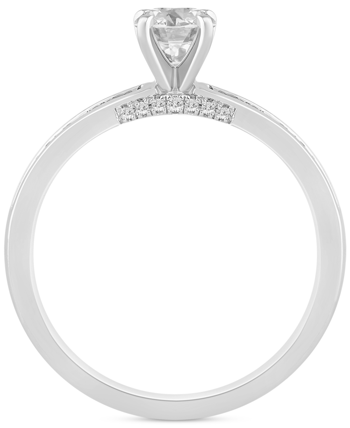 Macy's Diamond Round & Baguette Engagement Ring (3/4 Ct. T.w.) In 14k White Gold In White Gold