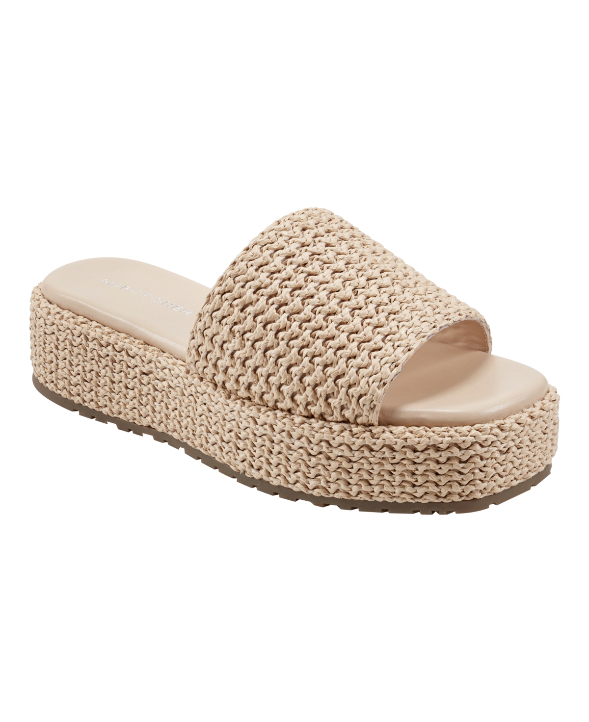 Marc Fisher Women's Pais Slip-on Square Toe Casual Sandals In Lt Natural