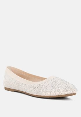 Womens Splash Rhinestones Embellished Ballet Flats