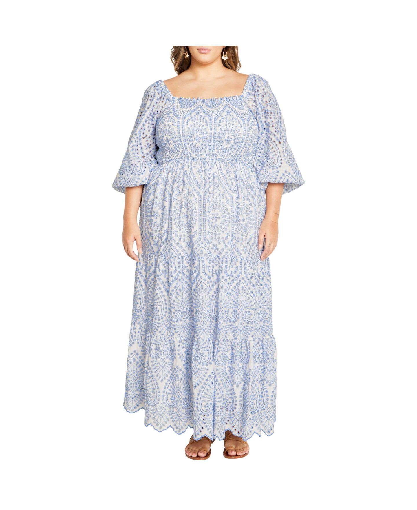 Женское платье CITY CHIC Brodie 2 Tone Maxi, цвет: Белый / Синий — фото 1