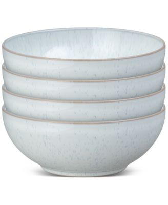 Denby - White Speckle Stoneware Coupe Cereal Bowls, Set of 4