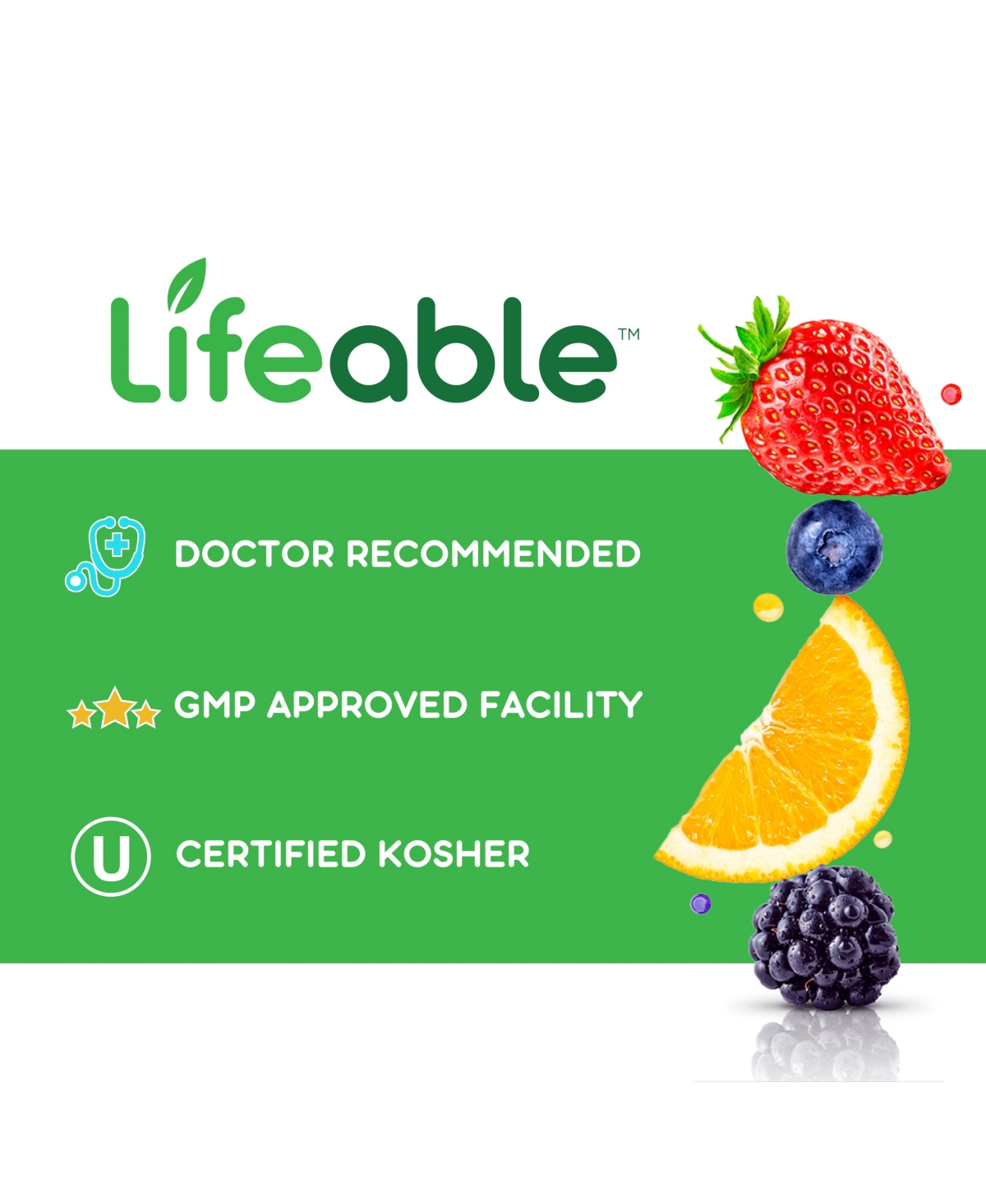 Lifeable Sugar Free Probiotics with Prebiotics Fiber for Kids - Digestive And Immune - Great Tasting Natural Flavor, Supplement Vitamins - Gummies