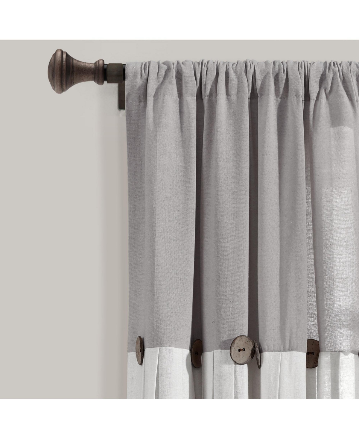 Lush Decor Linen Button Window Curtain Panels