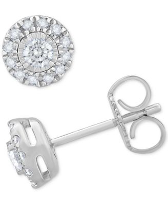 Macy's - Diamond Halo Miracle Plate Stud Earrings (1/4 ct. t.w.) in 14k White Gold