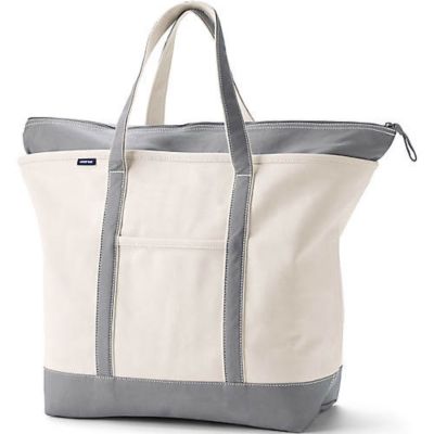Extra Large 5 Pocket Zip Top Canvas Tote Bag