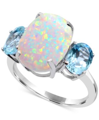Macy's - Lab Grown Opal & Sky Blue Topaz (2 ct. t.w.) Ring in Sterling Silver