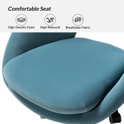 Modern Velvet Office Chair with Adjustable Swivel for Study Vanity