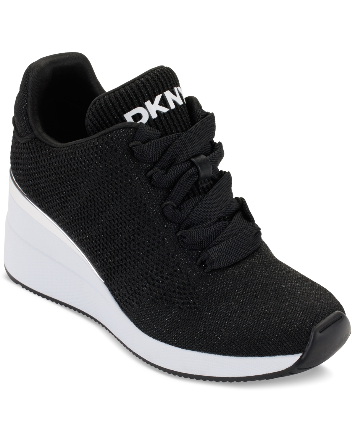 Shop Dkny Women's Parks Lace-up Wedge Sneakers In Black