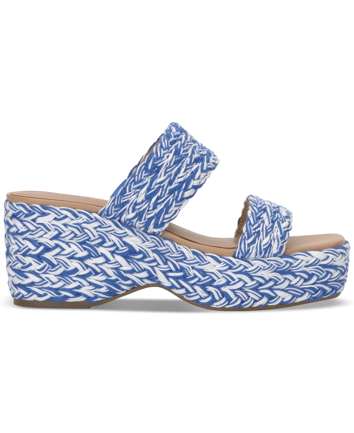 On 34th Women's Norina Woven Two Band Wedge Sandals, Created for Macy's -White Raffia