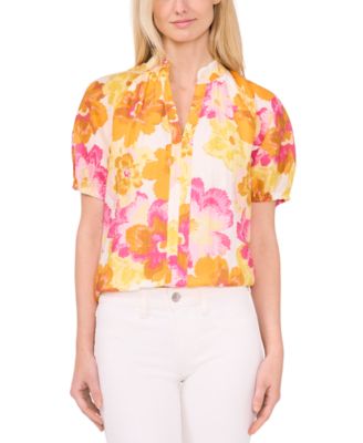 Women's Ruffled Split-Neck Blouse