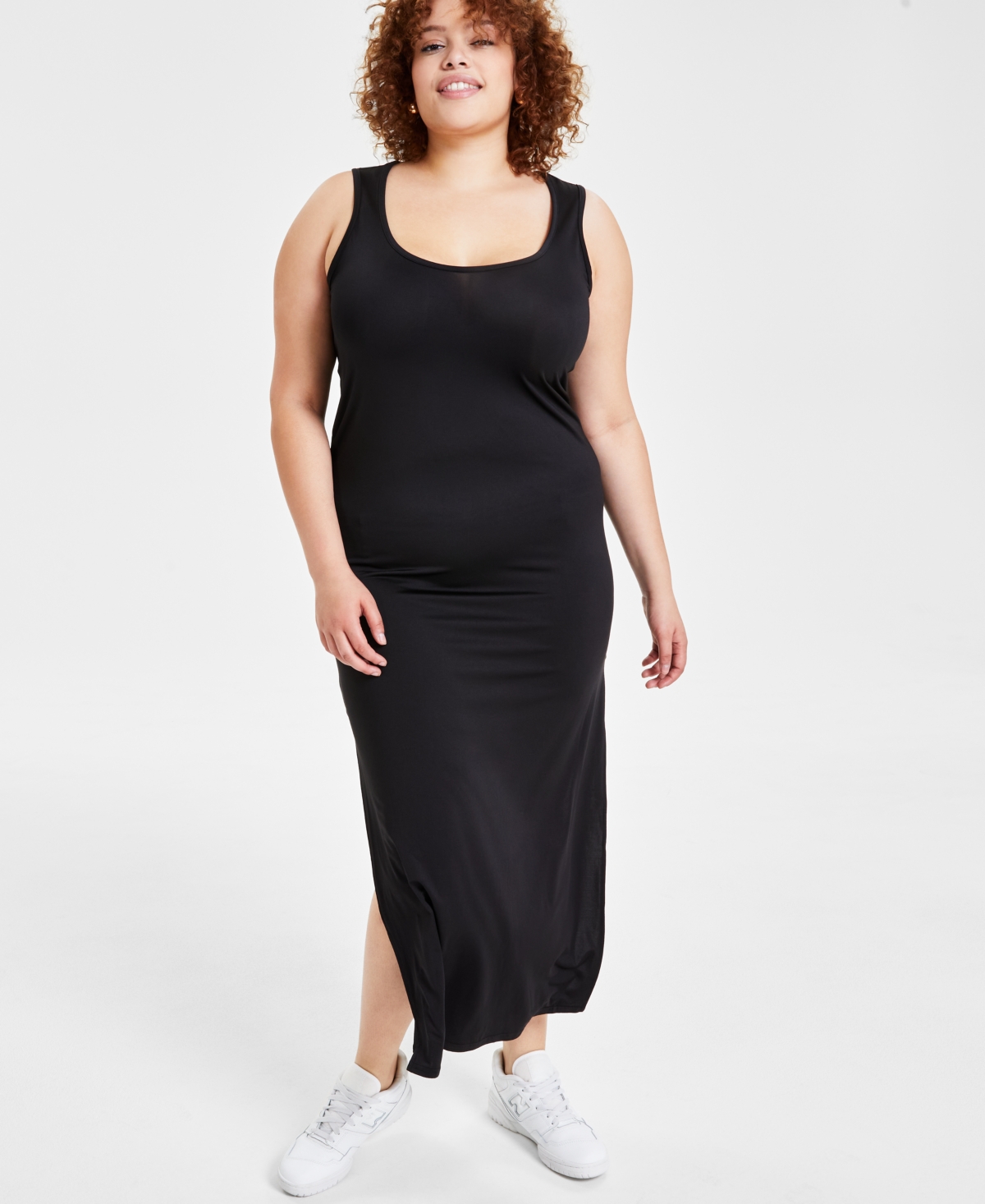 Full Circle Trends Trendy Plus Size Scoop-neck Sleeveless Maxi Dress In Black Beauty