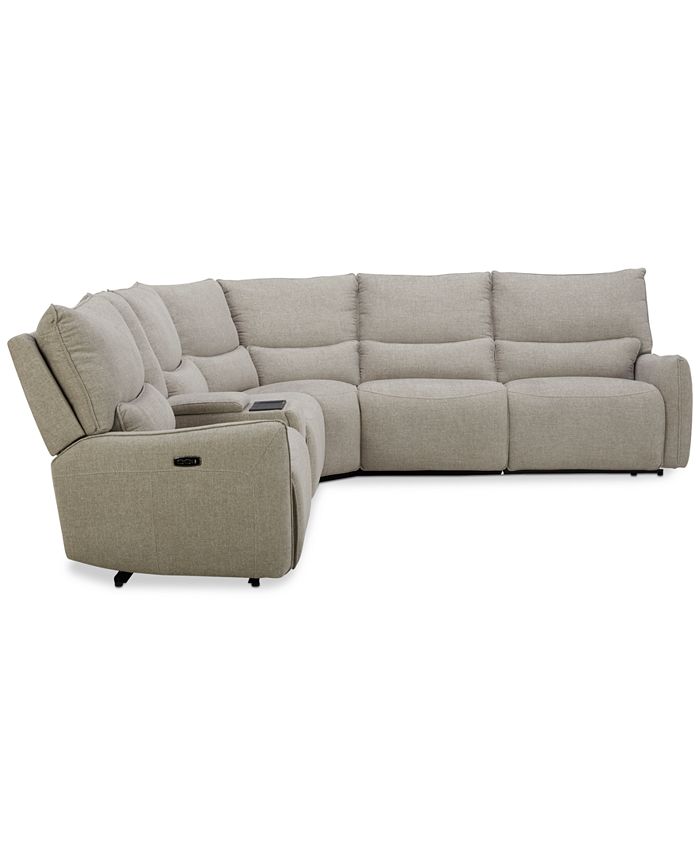 Furniture Olper 6Pc. Fabric Zero Wall Sectional Sofa with Two Power