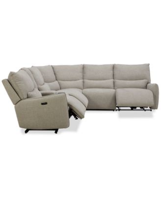 Olper 6-Pc. Fabric Zero Wall Sectional Sofa with Three Power Motion Pieces & Console, Created for Macy's