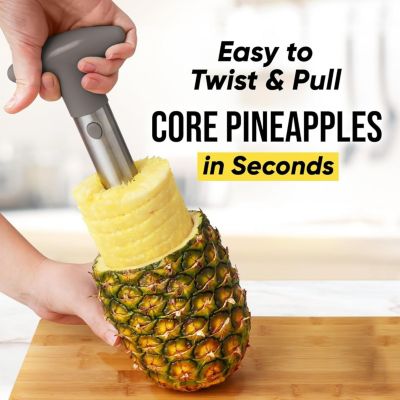 Heavy Duty 2pc Pineapple Corer & Slicer Set – Includes Eye Removal Tool with Reinforced Blade